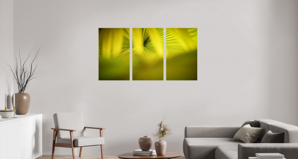luxury decor, high-end photography print, exclusive fine art, collectors’ nature art, boutique wall decor, fine art photography for decorators, calming tropica tropical abstract, nature photography, yellow and green tones, palm art, limited-edition tropical print, minimalist tropical wall art, palm leaf close-up, vibrant wall decor, fine art leavesl wall art
